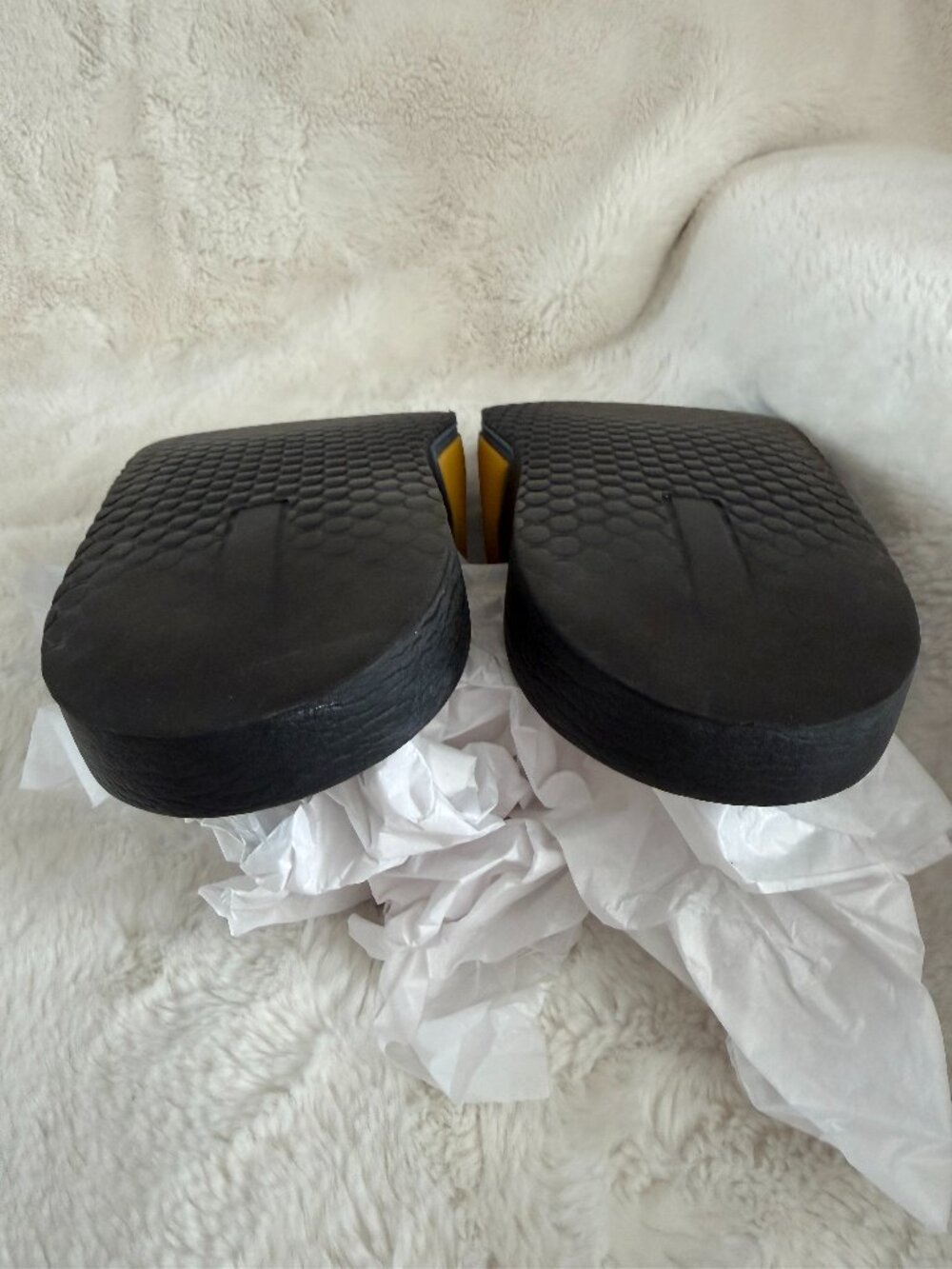 Prada Men's Blue & Yellow Rubber Logo Slides Sandals Size: 12 - Picture 12 of 14